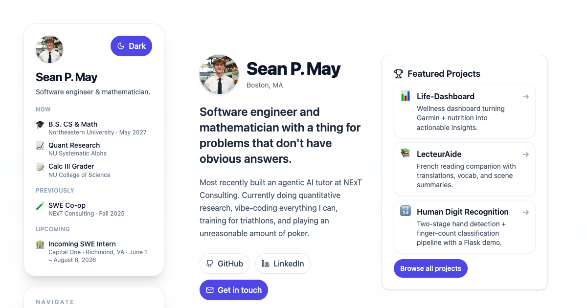 Portfolio homepage screenshot