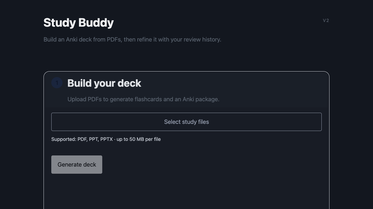 Study Buddy flashcard and cheat sheet generator